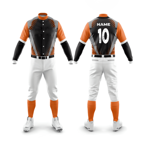 Customizable Baseball Team Uniform - Black, Orange, and White Design