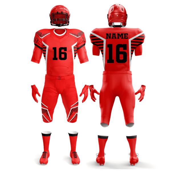 Custom Red Football Uniform - Full Kit with Helmet, Jersey & Pants