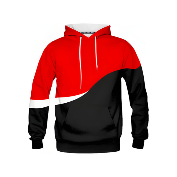 Red and Black Wave-Design Hoodie - Bold and Sleek Style