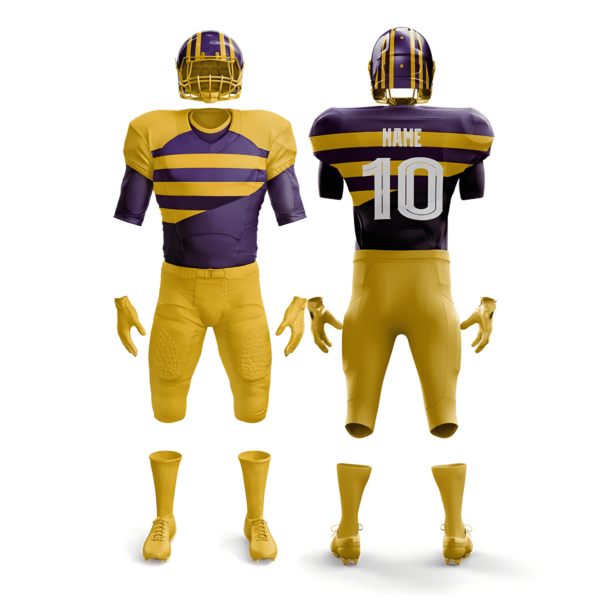 Custom Purple & Gold Football Uniform - Full Kit with Helmet, Jersey & Pants