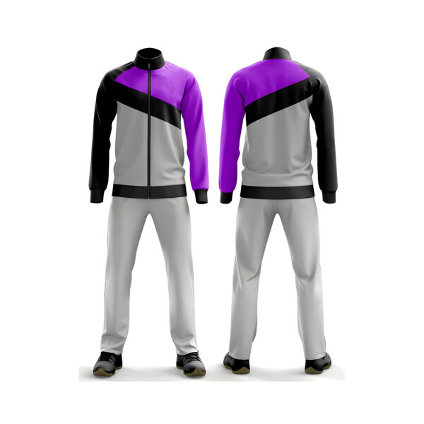 Gray, Black, and Purple Athletic Tracksuit - Full Set