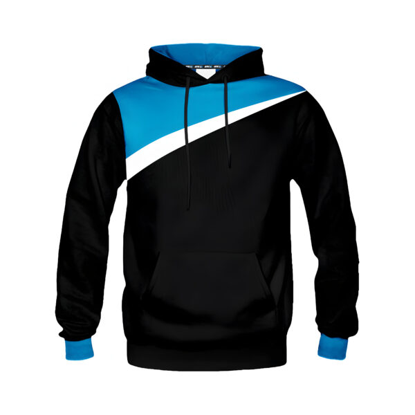 Black and Blue Hoodie with Wave Design - Modern and Comfortable